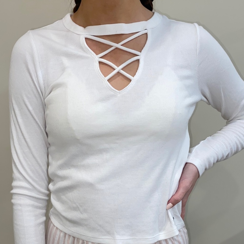 white long sleeve top
